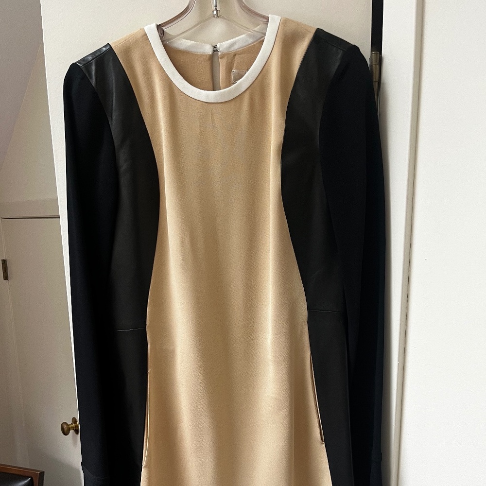 Reed krakoff leather and silk long sleeve dress size 2